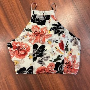 Abercrombie & Fitch, Floral Pattern,  Crop Top with Halter Neckline, Size Small
